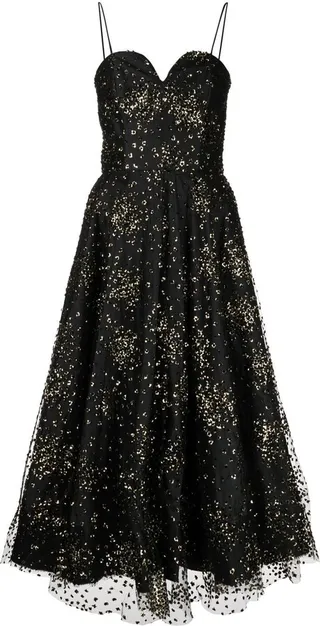 Sequin-Embellished Midi Dress