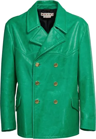 Double-Breasted Leather Jacket