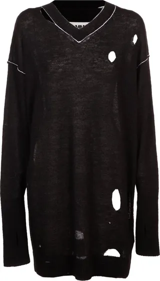 MM6 Maison Margiela V-Neck Long Knitted Sweater