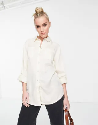 Lipsy utility shirt in ecru