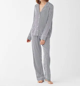 Woven Pj Pant Set in Vertical Heavenly Stripe