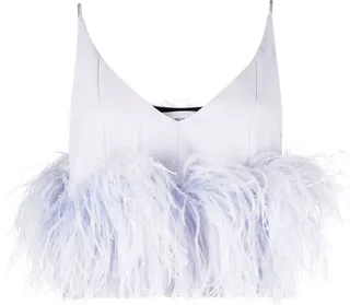 Poppy cropped feather-trim camisole
