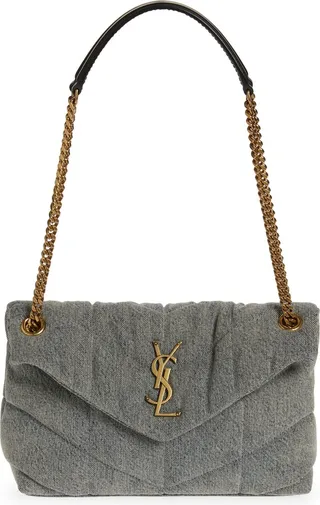 Small Lou Denim Puffer Shoulder Bag