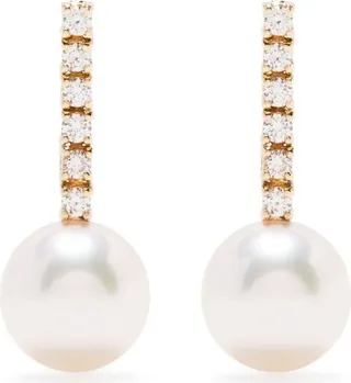 14kt Yellow Gold Pearl And Diamond Drop Earring