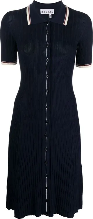 Short-Sleeve Knitted Midi-Dress