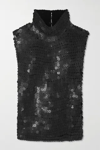Dries Van Noten - Sequined Knitted Turtleneck Top - Black