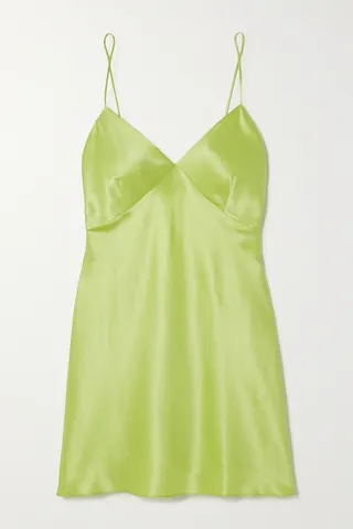 Olivia von Halle - Xena Silk-satin Chemise - Green