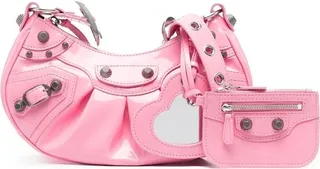 Pink Le Cagole Patent Leather Shoulder Bag