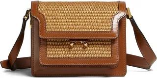 Mini Trunk raffia effect shoulder bag