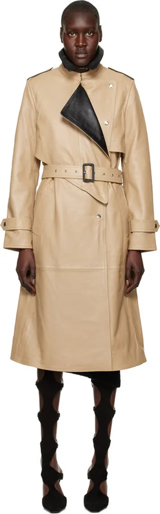 Helmut Lang Tan Trench Leather Jacket