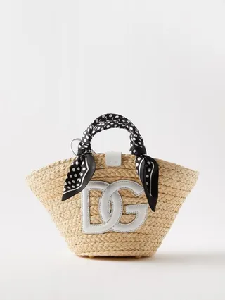 Kendra Logo-appliquè Straw Tote Bag
