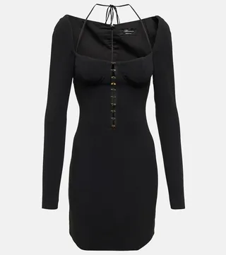 Embellished long-sleeved minidress