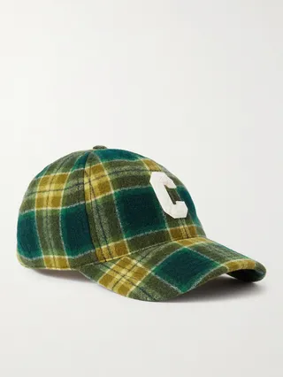 Logo-Appliquéd Checked Wool Baseball Cap