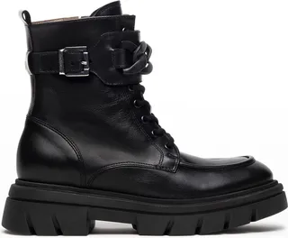 Calfskin Chain Buckle-Cuff Booties