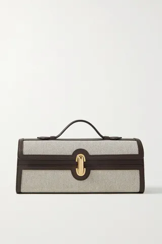 Savette - Slim Symmetry Pochette Leather-trimmed Canvas Tote - Neutrals