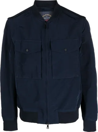 Flap-Pocket Zip-Fastening Bomber Jacket