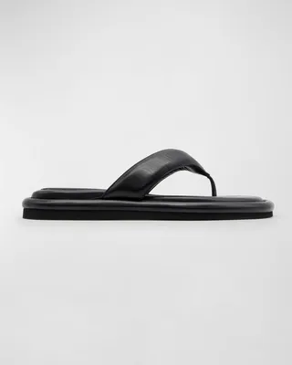 Gia Calfskin Flat Thong Sandals