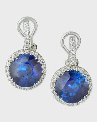Pave-Set Synthetic Sapphire Drop Earrings