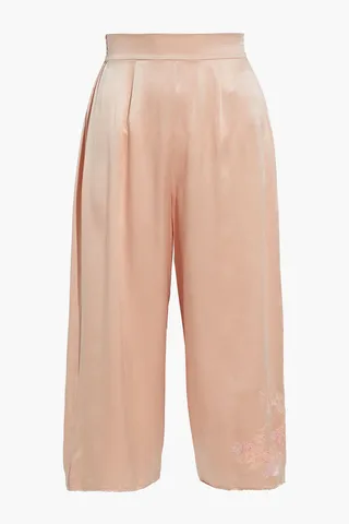 Edenn cropped embroidered silk-satin pajama pants