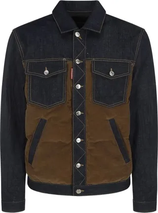 Dsquared2 Panelled Logo Printed Denim Jacket