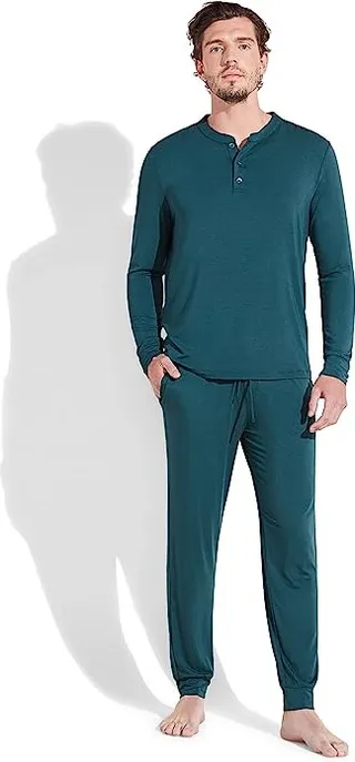 Eberjey Henry - The Long PJ Set (Evergreen) Men's Pajama Sets