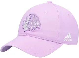 Men's Purple Chicago Blackhawks 2021 Hockey Fights Cancer Slouch Adjustable Hat