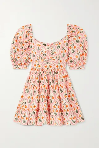 Agua by Agua Bendita - + Net Sustain Guanabana Tiered Floral-print Cotton Mini Dress - Neutrals