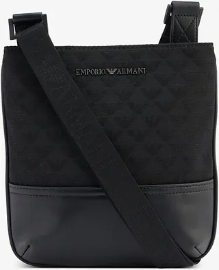 Black Logo-plaque Jacquard Woven Cross-body bag