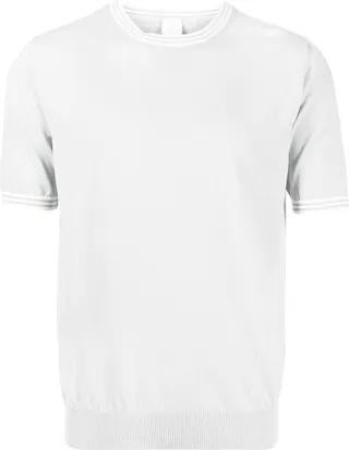 stripe-trim fine knit T-shirt
