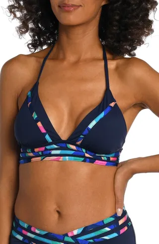 Painted Halter Neck Triangle Bikini Top