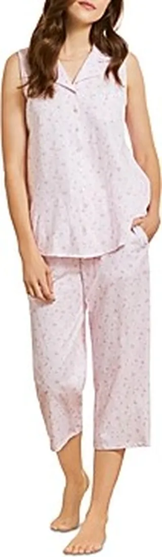 Eileen West Sleeveless Notch Collar Capri Pajama Set