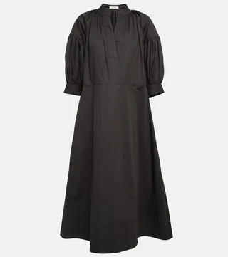 Oversized V-neck cotton dress