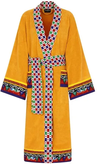 Carretto Siciliano printed trim bathrobe