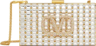 Valentino Garavani Gold Crystal V-Logo Bag