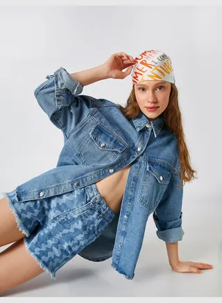 Patterned Jean Short