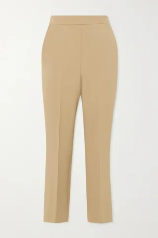Max Mara - Nepeta Cropped Wool-blend Crepe Slim-leg Pants - Neutrals
