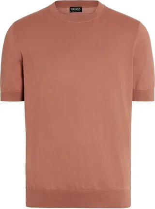 fine knit short-sleeve T-shirt