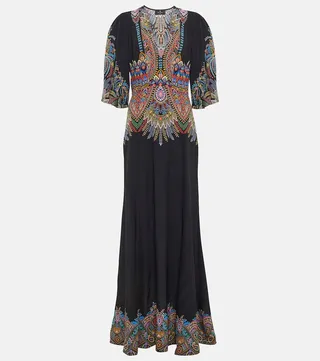 Printed silk maxi dress