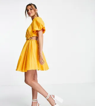 Ever New cut out mini dress in sunflower yellow