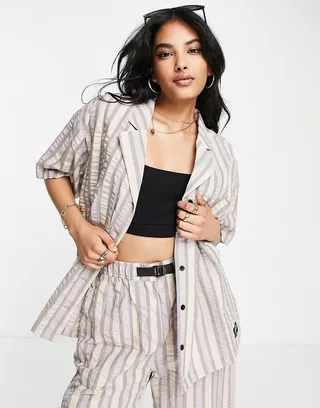 Dr Denim Carla striped shirt in gray - part of a set