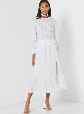 High Waist Side Split Skirt