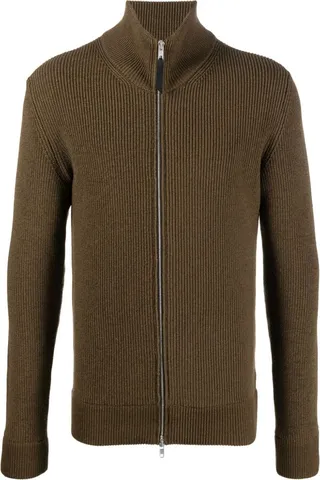 Ribbed-Knit Zip-Up Sweater