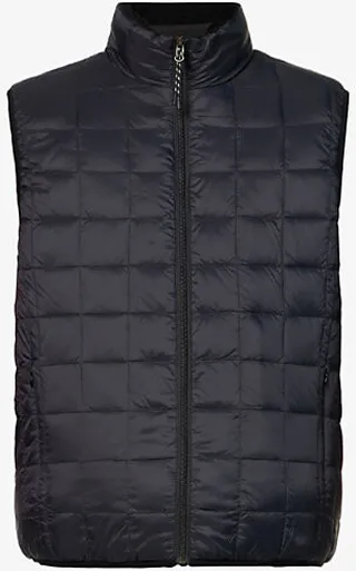 Mens Black Black Reversible Shearling-lined Shell-down Gilet Xxl