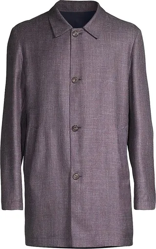Reversible Wool & Silk Blend Trench Coat