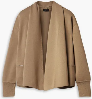Draped wool and mulberry silk-blend cardigan
