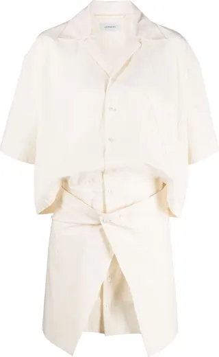 Convertible Cotton Shirt Minidress