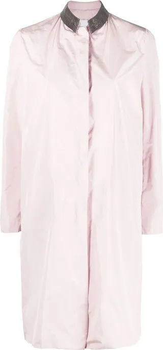 Beaded Collar Oversized Coat