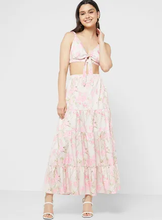 Printed Skirt And Top Set