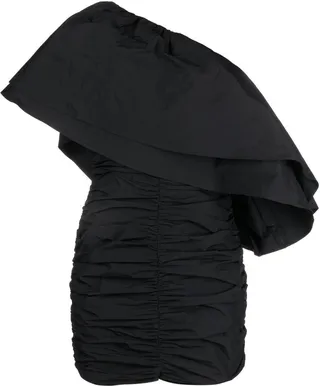 Taft pleated one-shoulder minidress