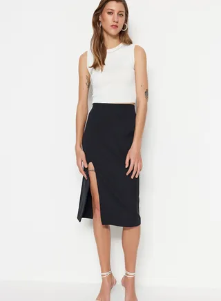 Side Slit Midi Skirt